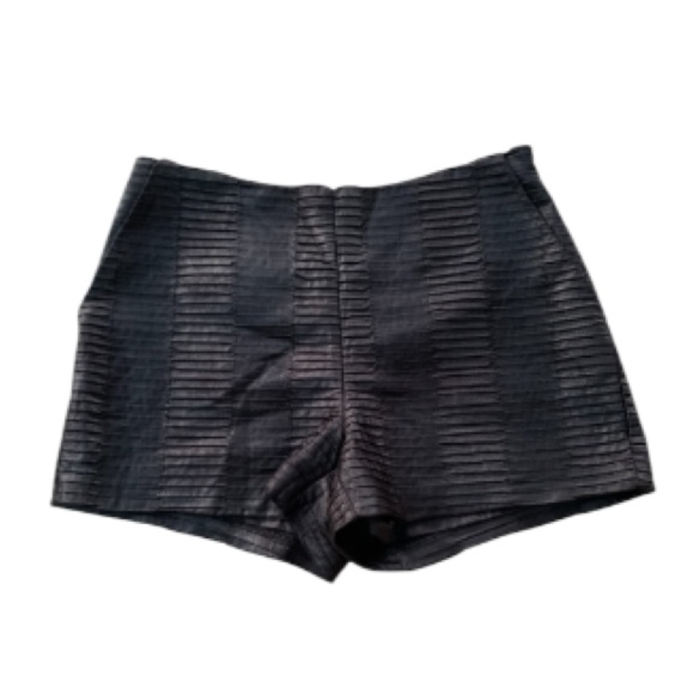 Forever 21 Black Faux Leather Ribbed High Waist Shorts